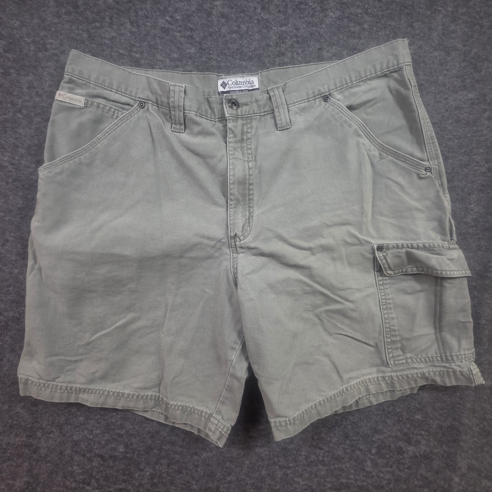 Vintage Columbia Carpenter Cargo Shorts Men 40 Grey Heavy Canvas Chore Workwear
